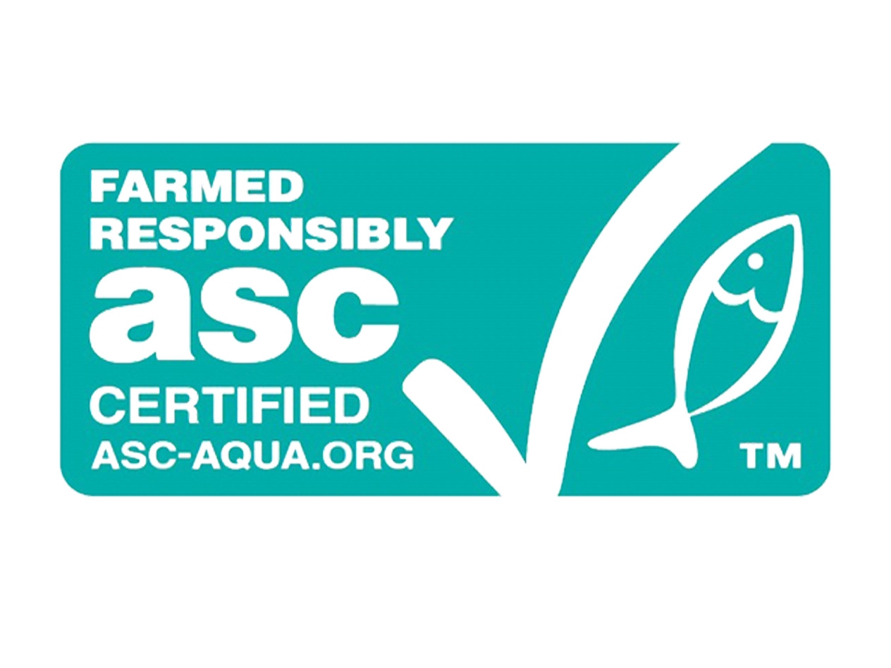 ASC certified: responsibly farmed fish.