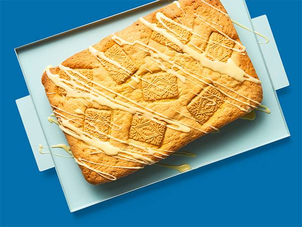 Digestive biscuit cake with icing.