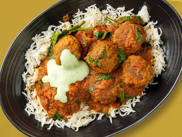 Chicken curry with rice.