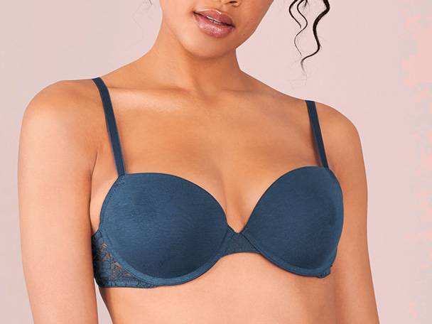 Blue lace bralette.