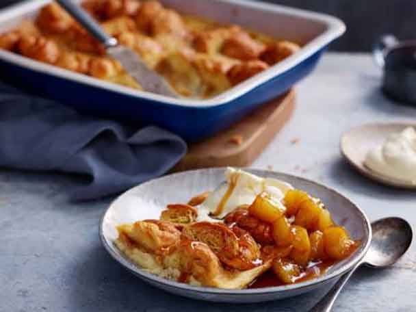 Croissants with caramelized apples and cream.
