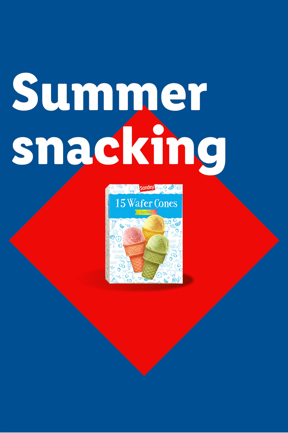 Summer snacking with a box of 15 wafer cones for ice cream.