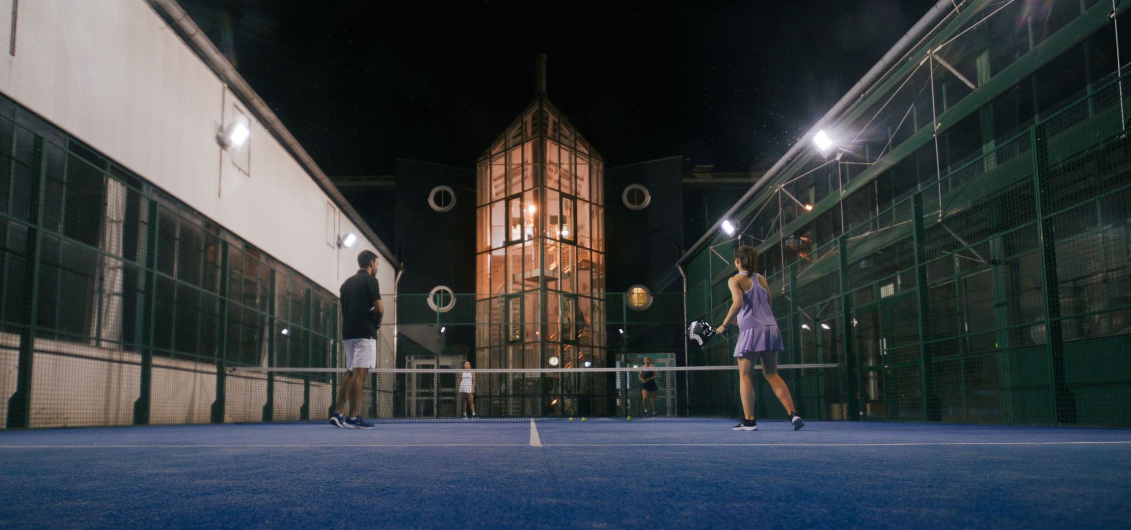 Night padel game.