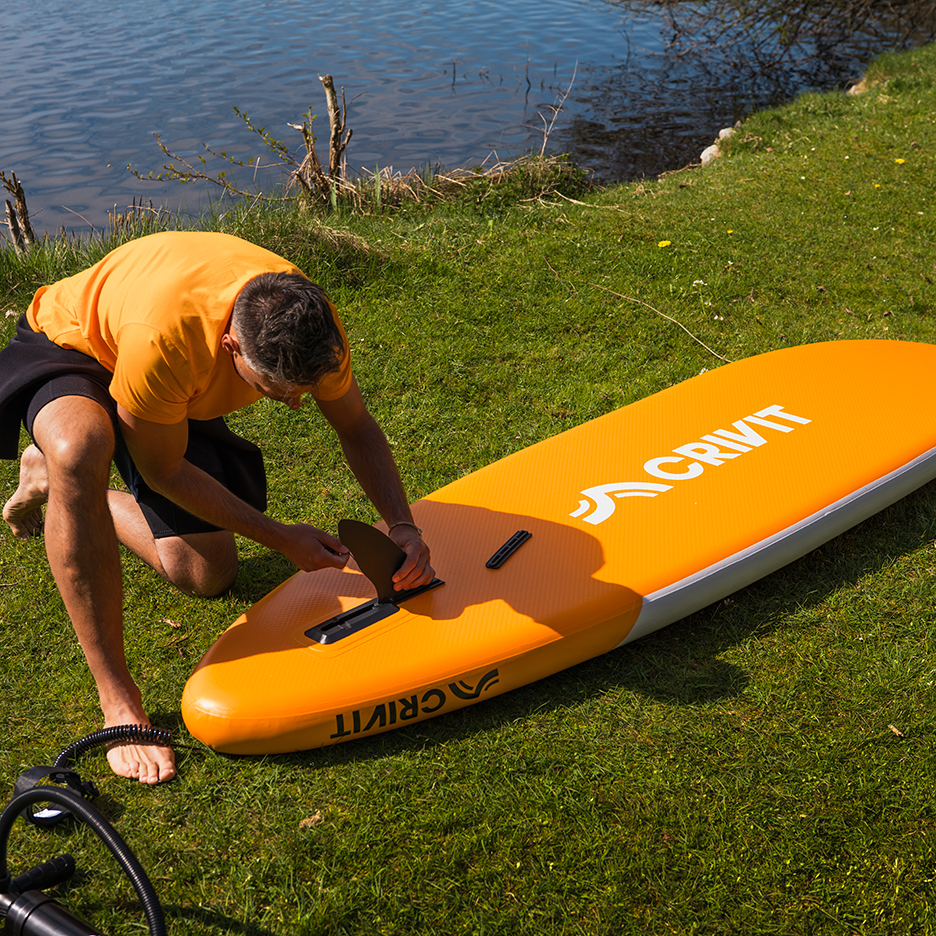 Crivit inflatable SUP board, attaching fin.