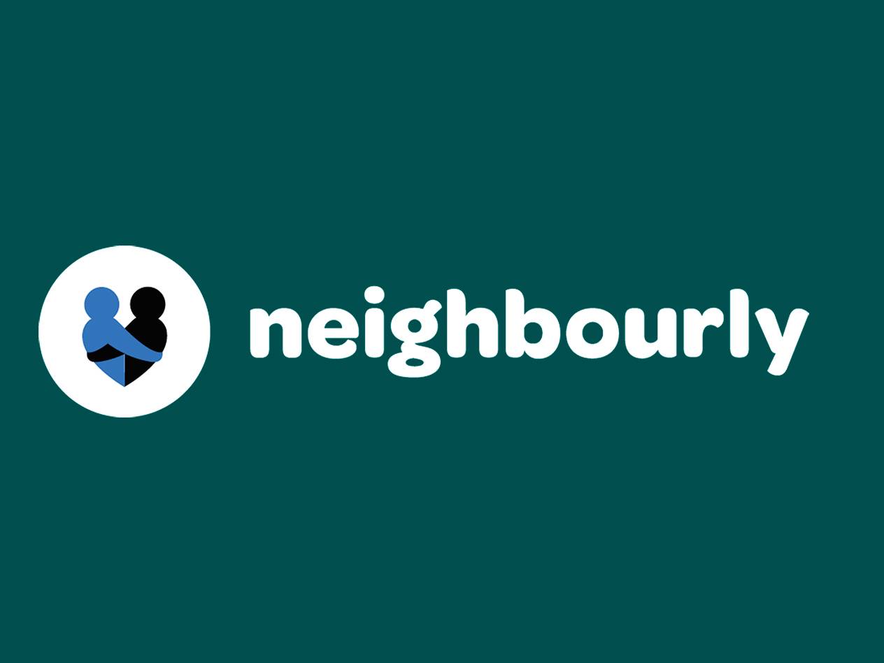 Neighbourly logo: heart-shaped people.