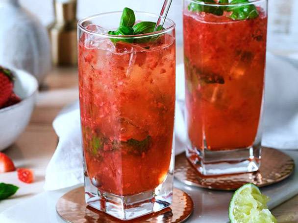 Strawberry basil cocktails.